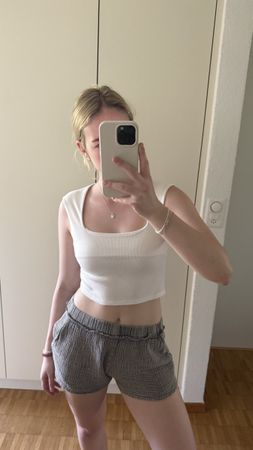 Damen Crop Top weiss Grösse S