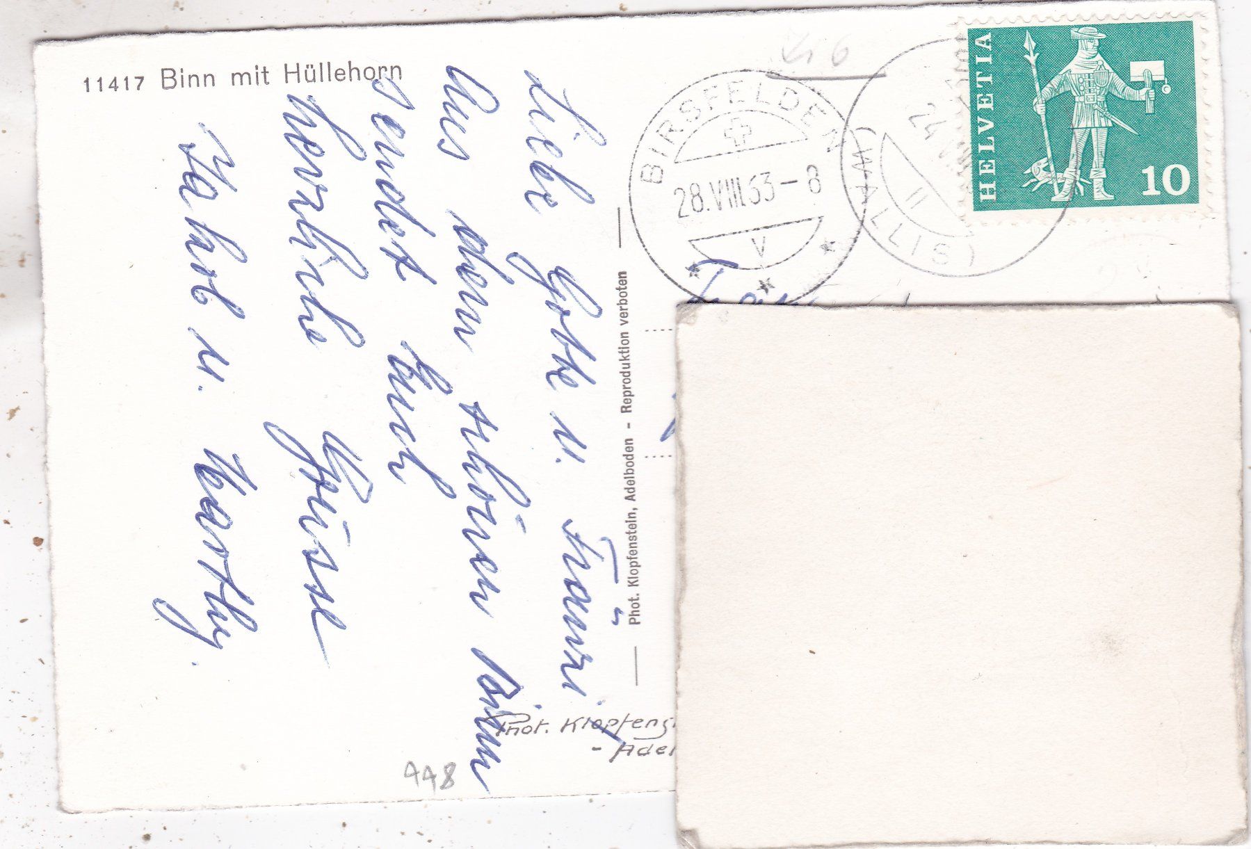 Ansichtskarten: Binn mit Hüllehorn 1963 – Gebraucht aus Herisau von Lisegrat2008 1