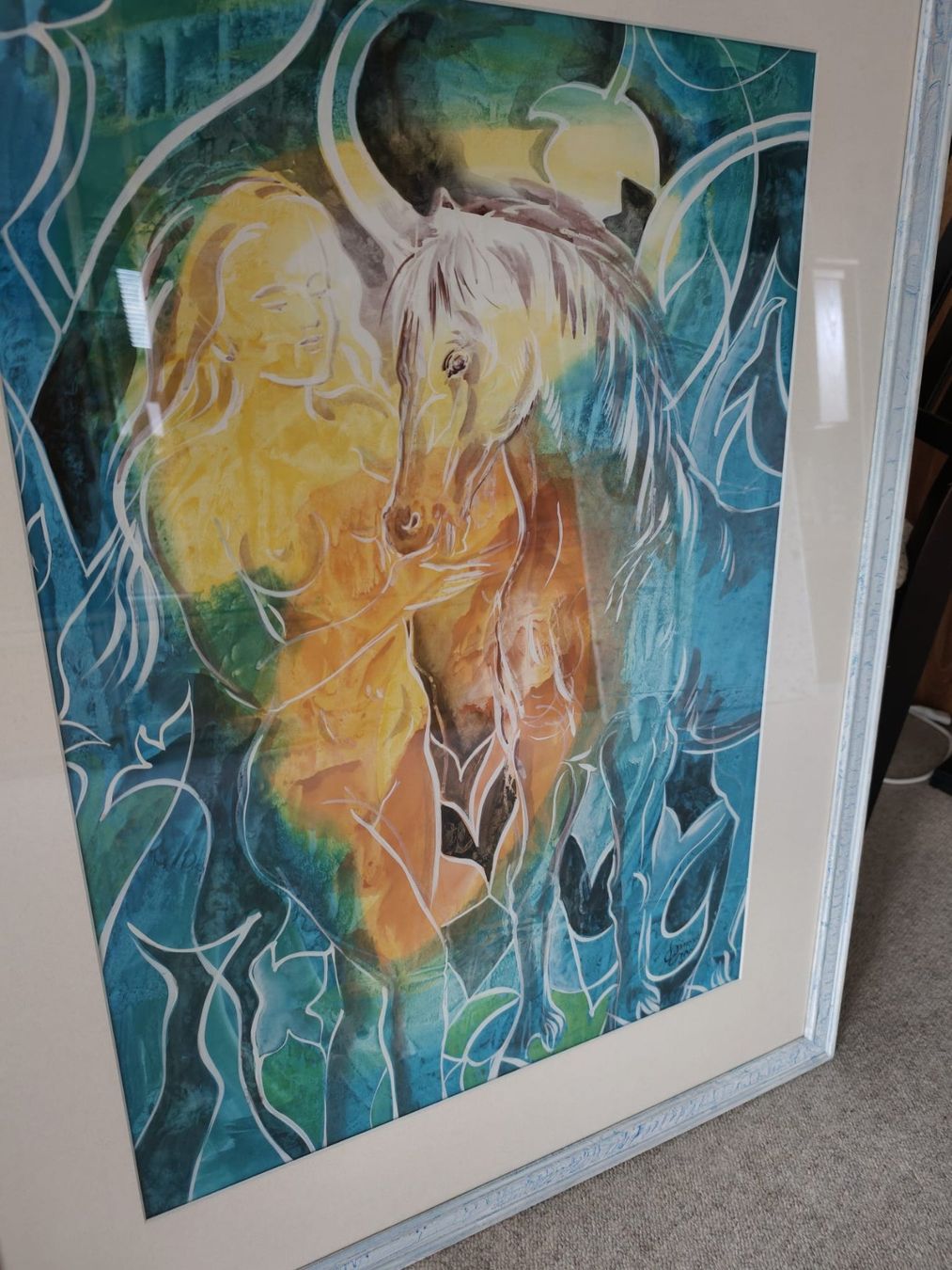 Foto & Immagini: Simone Erni Tempera /Bild, Mädchen mit Pferd, signiert – Usato da Greifensee venduto da Andloe 4