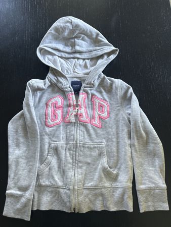 Gap Kids Hoodie, Grey with Pink Logo (Size 6-7 Years)