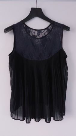 Plissiertes Top mit Spitze von GUESS, Schwarz/blau, Gr. S 