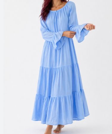 Sommerkleid hellblau One Size Baumwolle Versand + 9.-
