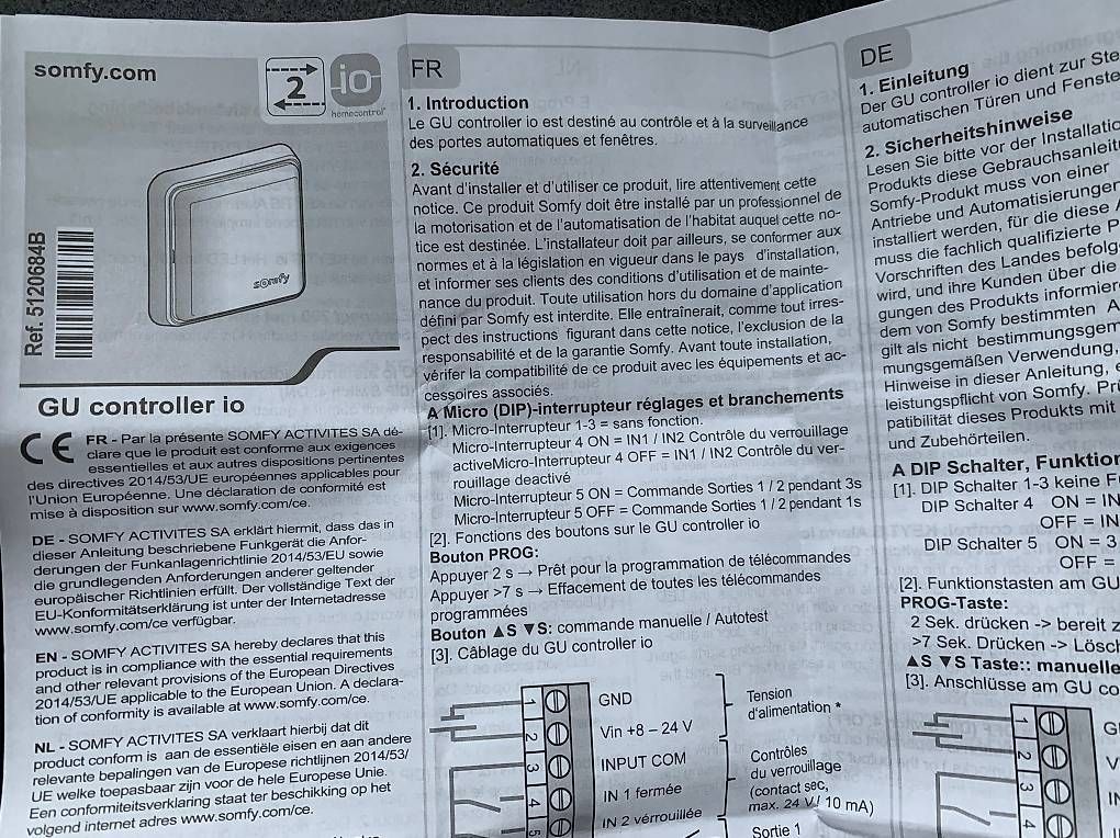 Somfy Sistema di controllo: Somfy  Funkschalter GU controller io 1841211B – Usato da Grindel venduto da agn_5dsn 1