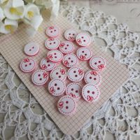 20 x Knopfe weiss - rot bouton boutons