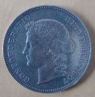 Uralte 5 Franken Silbermünze 1907,  vz