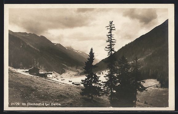 Cartoline postali: AK Davos, Panorama vom Dischmatal – Usato da Berlin venduto da bartko-reher