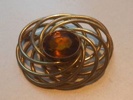 Antike Vintage Brosche mit Braunem Stein