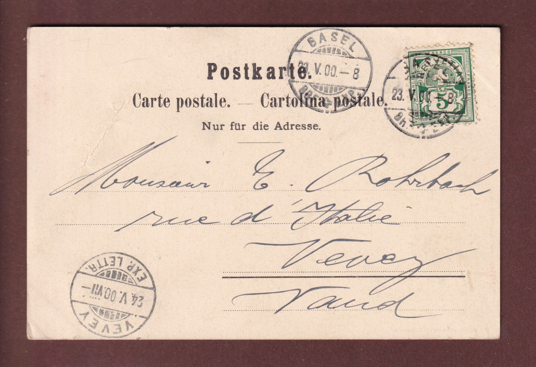 Ansichtskarten: BASEL - 1900 // Falte // – Gebraucht aus Pully von nicecards 1