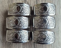 6 schöne Serviettenringe aus Metall vermutlich Zinn