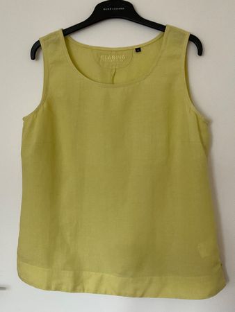 CLARINA 100% Leinen Top Bluse Gr 40 gelb