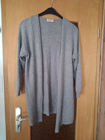 Cardigan Strickjacke lang, grau,Kaschmir, M/L, Made in Italy