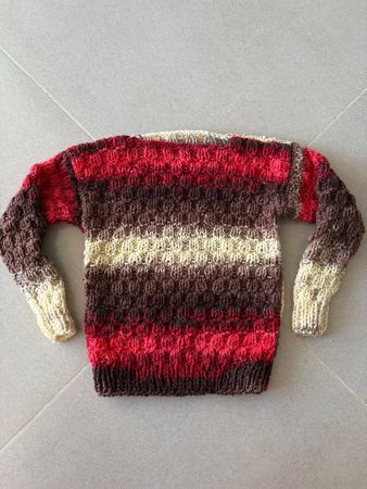 Gestrickter Pullover Mehrfarbig Grösse ca. 98 Handmade