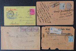 INDIA: 4 pièces postales des années 1903 à 1931