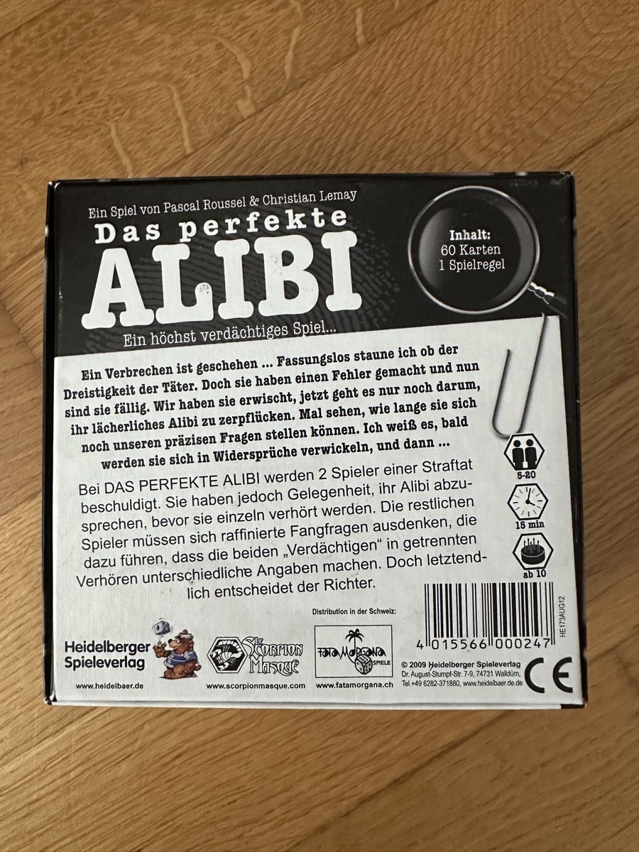 Spiele: Spiel Das perfekte Alibi – Neu (gemäss Beschreibung) aus Schüpfen von Poly_pi 1