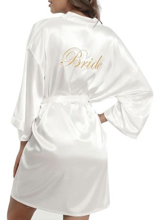 Bridal Robe in Satin - White, Size M - Wedding