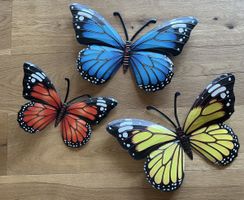 3er Set Metall Schmetterlinge Wanddeko Garten Frühling Deko