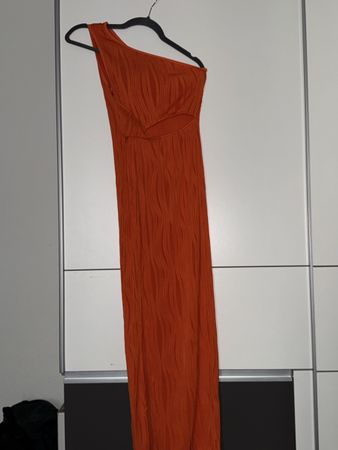 One-Shoulder Kleid orange mit Cut-out Gr. S/M