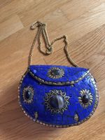 blaue Vintage-Tasche mit Mosaik-Steinen boho goa beach