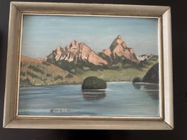 C. K. Wobor – Berglandschaft mit See – Originalgemälde 1954,