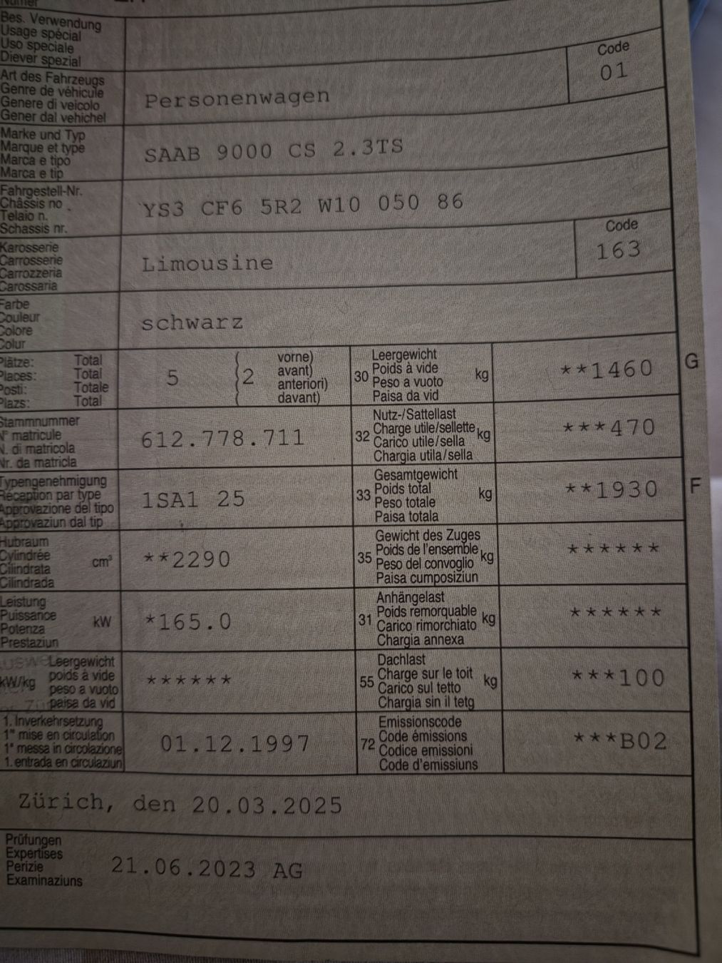 Saab Automobili: Saab 9000 CS 2,3TS – Usato da Eglisau venduto da T.K.. 5