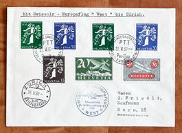 1939, Flugpost Brief, Europaflug West nach Zürich
