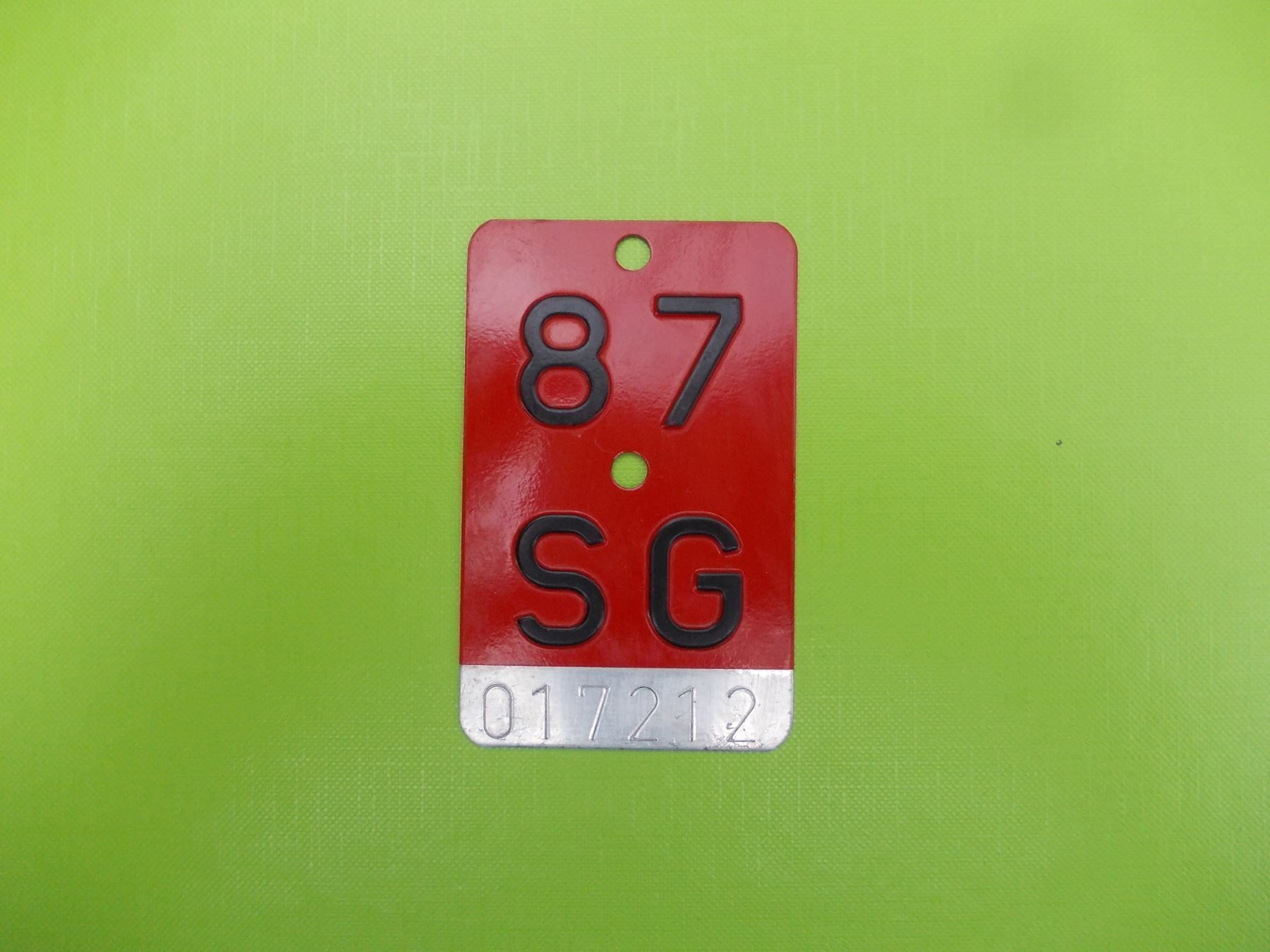 Insegne: Velonummer / Fahrradnummer  SG 87 – Usato da Gsteigwiler venduto da HORMIGA21
