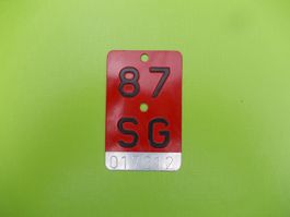Velonummer / Fahrradnummer  SG 87