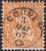 Sitzende: Nr.32 mit Fingerhut-Stempel COUVET (NE) 1867