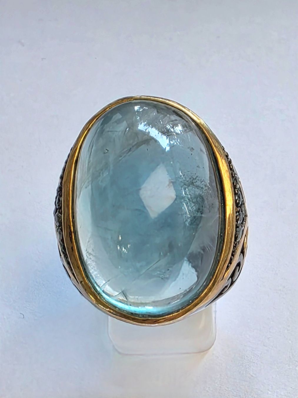 Ringe: Ring mit grossem blauem Fluorit Edelstein Grösse 61 – Neu (gemäss Beschreibung) aus Zürich von Bieter04 6