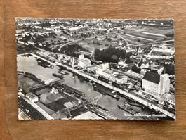 AK Basel, Rheinhafen Kleinhüningen. Flugaufnahme