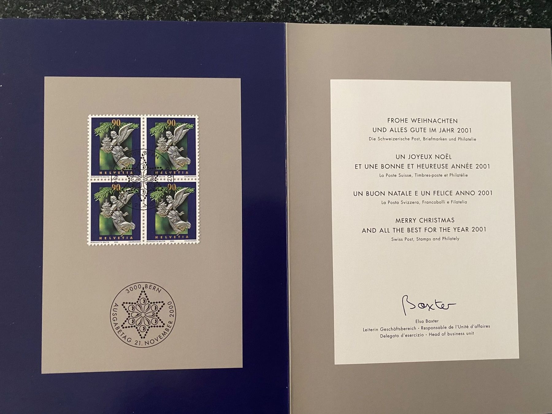 Tutti i francobolli: Schweizer Briefmarken Neujahrskarte 2000 – Usato da Bätterkinden venduto da Albera
