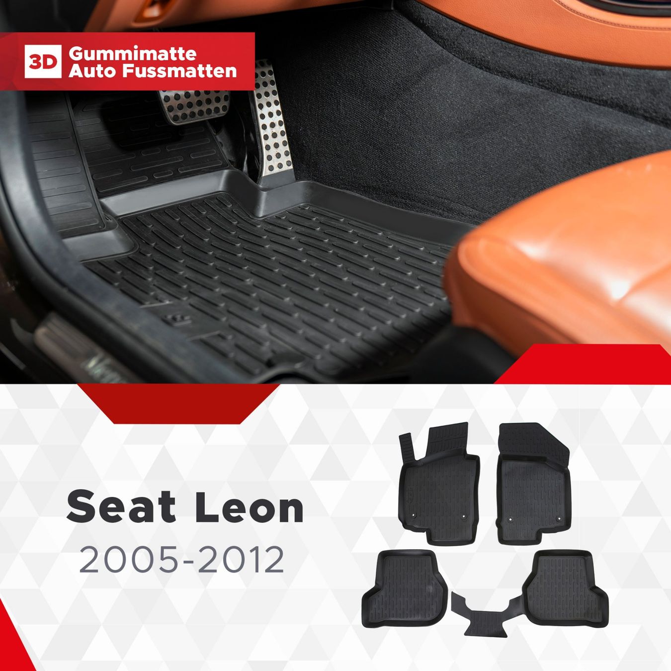 Seat Tappeti & Tappetini: 3D Seat Leon Fussmatten 2005-2012 – Nuovo e nell'imballaggio originale da Zürich venduto da MyFussmatten