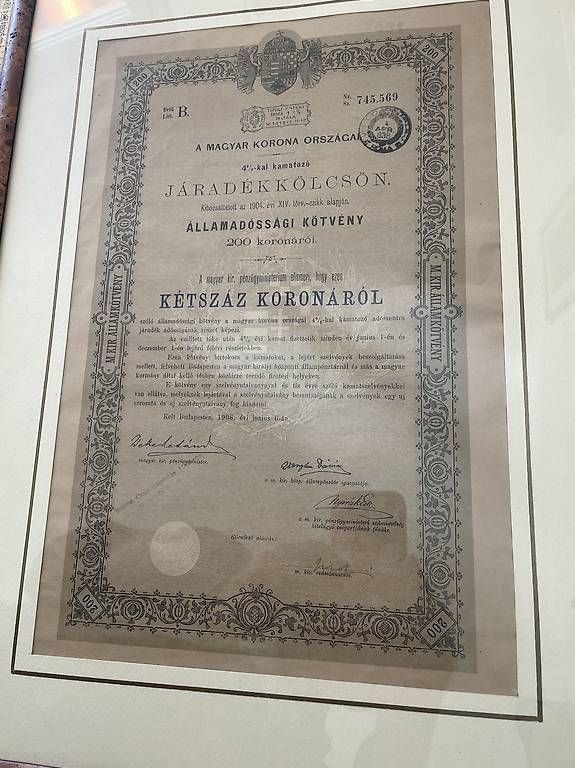 Foto & Immagini: Framed Historic Hungarian Government Bond 1908 – Usato da Ponte Tresa venduto da coc_nnf5 2