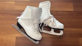 Leder-Schlittschuhe, Grösse 30, weiss