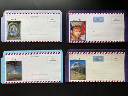 4 Aerogramme Nepal postfrisch - mit schönen Fotos