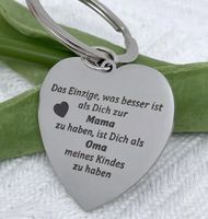 EDELSTAHL SCHLÜSSELANHÄNGER, OMA, MAMA, HERZ NEU
