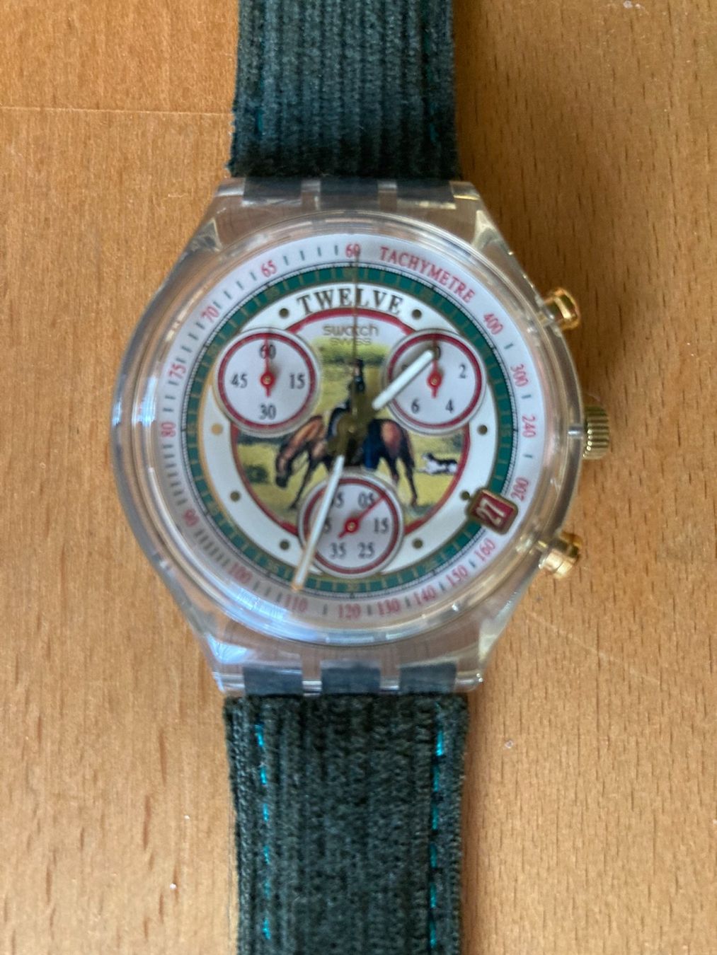 Swatch Orologi: SWATCH  CHRONOGRAPH  SA MAJESTE VELOURS  1995 PFERD  NEU – Nuovo (secondo la descrizione) da Subingen venduto da ArtBead
