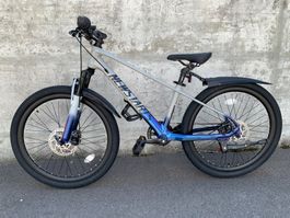 TOP 24 Zoll Mountainbike Kinderfahrrad 7-Gang GRAU/BLAU NEU