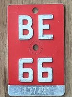 BE 66 - VELONUMMER - FAHRRADSCHILD - PLAQUE DE VELO - BE 66