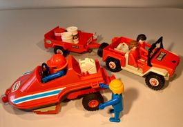 Playmobil, Jeep mit 2 Anhängern und Rennboot, Vintage