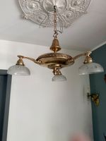 Deckenleuchte Messing mit drei Glasschirmen gebraucht
