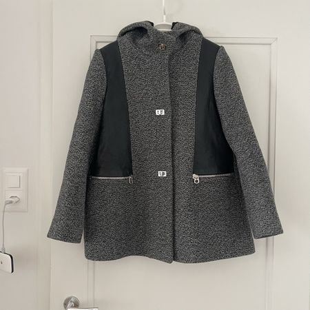 Sandro Paris Wollmischung Kapuzenmantel Gr. 38