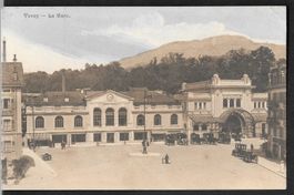 Vevey Bahnhof mit Kutschen