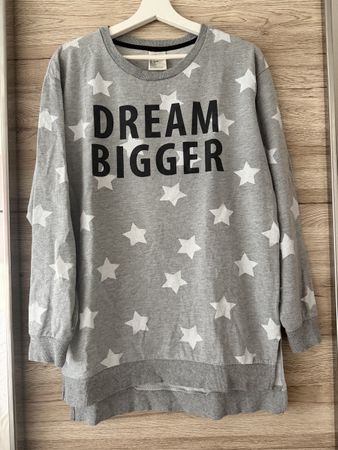 Grauer H&M Pullover mit Sternen, Grösse S oversize