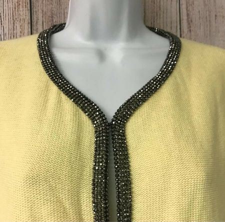 Maje Strickjacke Gelb Glitzer Perlen Gr. Nr.2