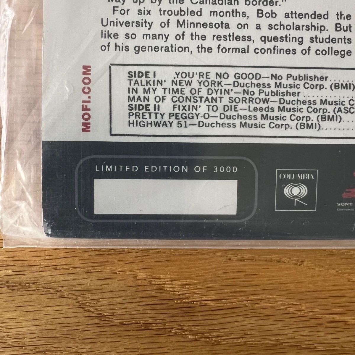 Dischi in vinile: Bob Dylan - Same / 2 LP - Audiophile MFSL 2014 - NEW – Nuovo e nell'imballaggio originale da Gais venduto da soundcave57 2