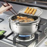 Edelstahl Fritteuse mit Thermometer 21cm 2.2L neu