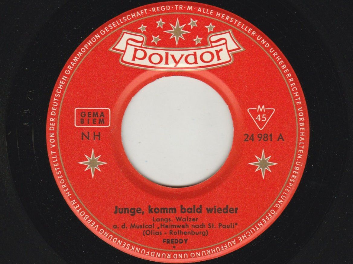 Schallplatten: Freddy - Junge, komm bald wieder 7" Vinyl – Gebraucht aus Tübach von JamesStone 4