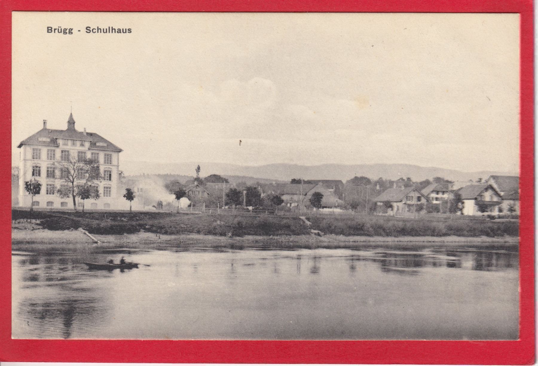 Cartoline postali: AK BRÜGG MIT SCHULHAUS – Usato da Grüningen venduto da Kartensammler