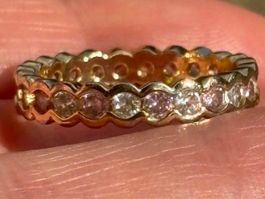 Luxus Elegante gr.17/7 Ring Zirkonia Memoire Goldfarben